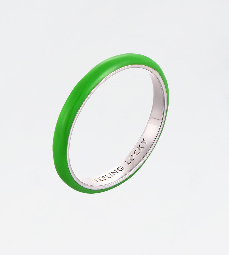 Green Thin Ring | Enamel Sterling Silver