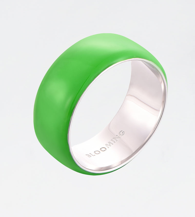Green Thick Ring | Enamel Sterling Silver