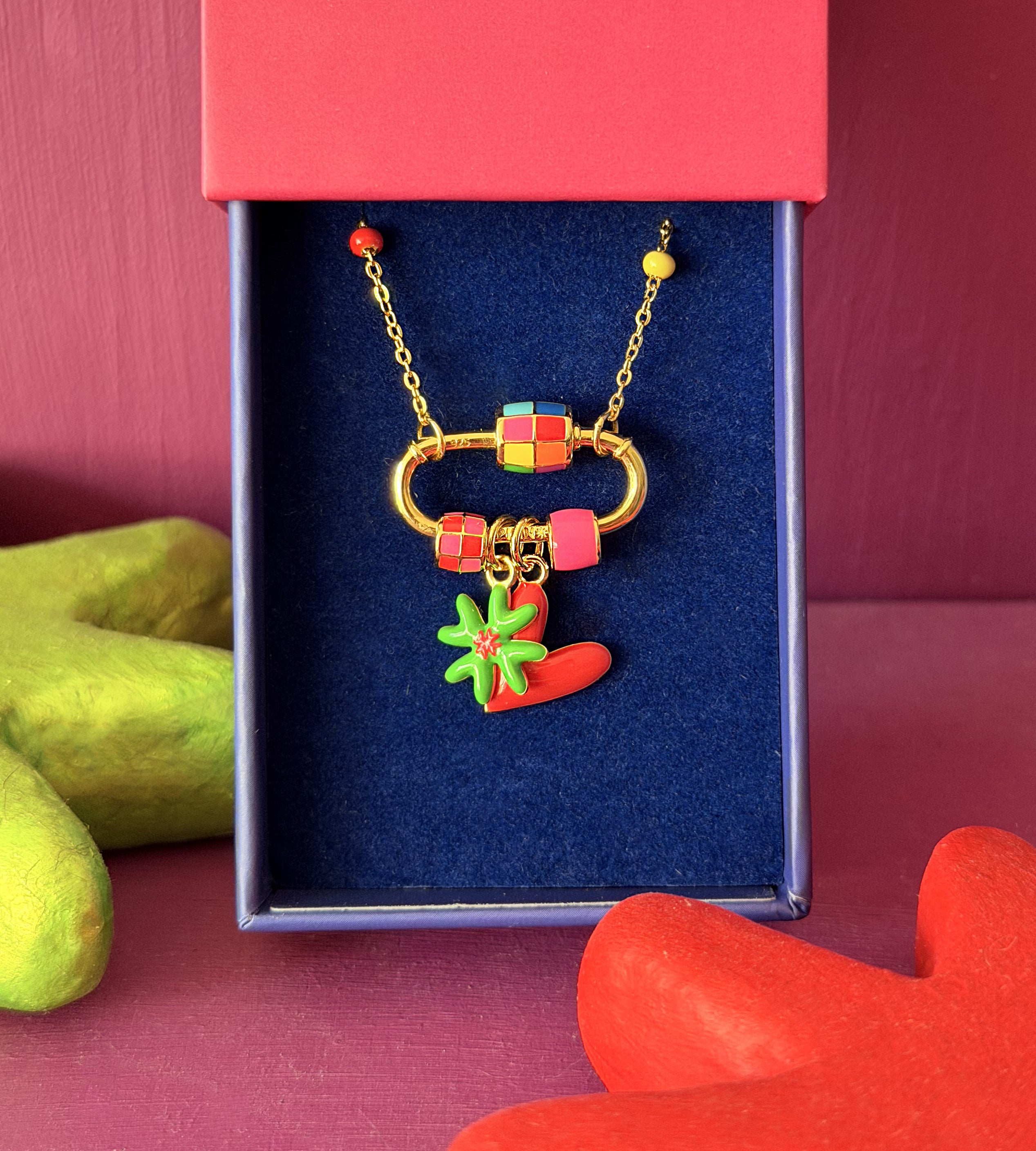 Mosaico Necklace with Enamel Dots | 18k Gold-plated Sterling Silver