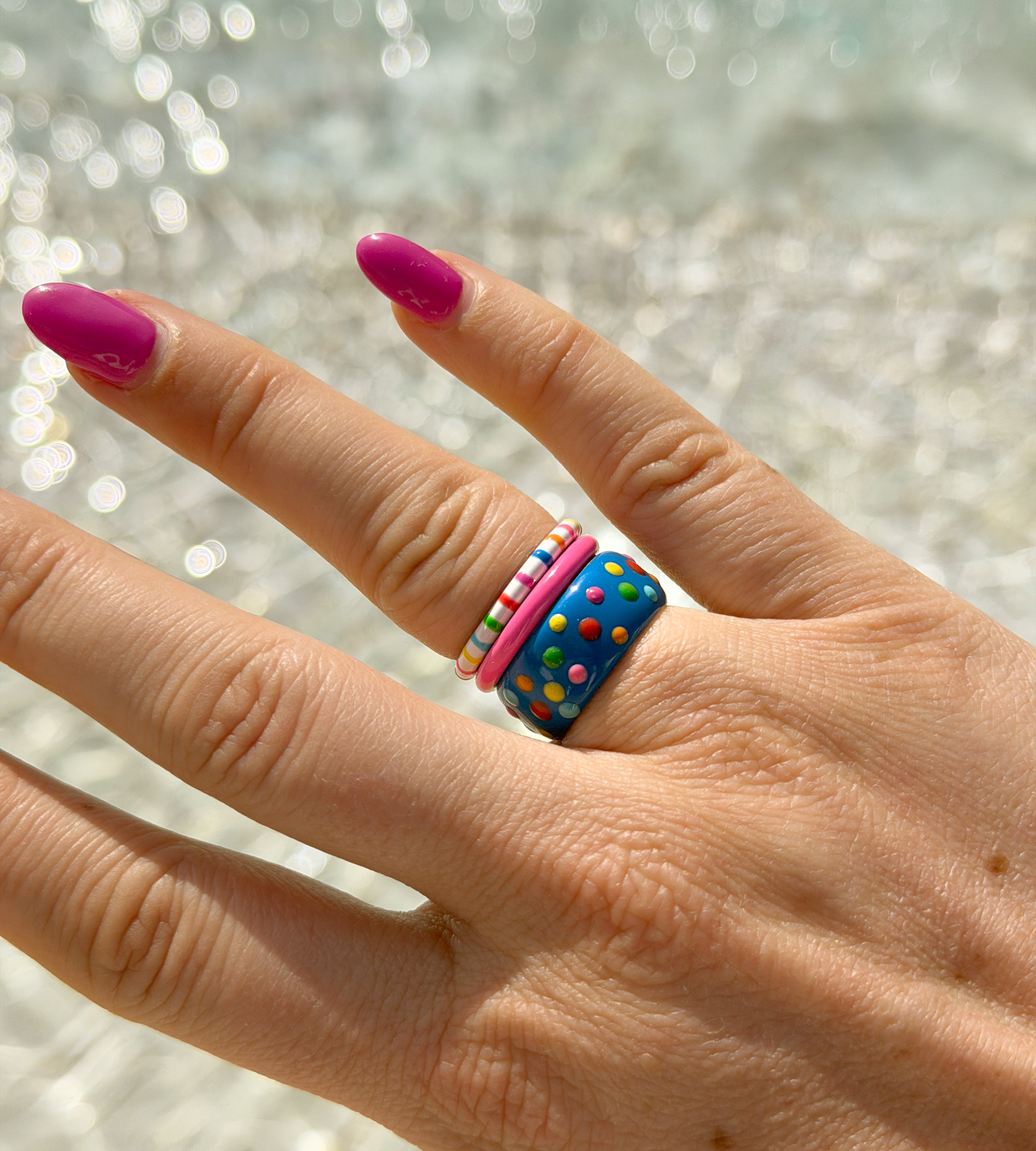 Polka Dot Ring Stack | Enamel Sterling Silver