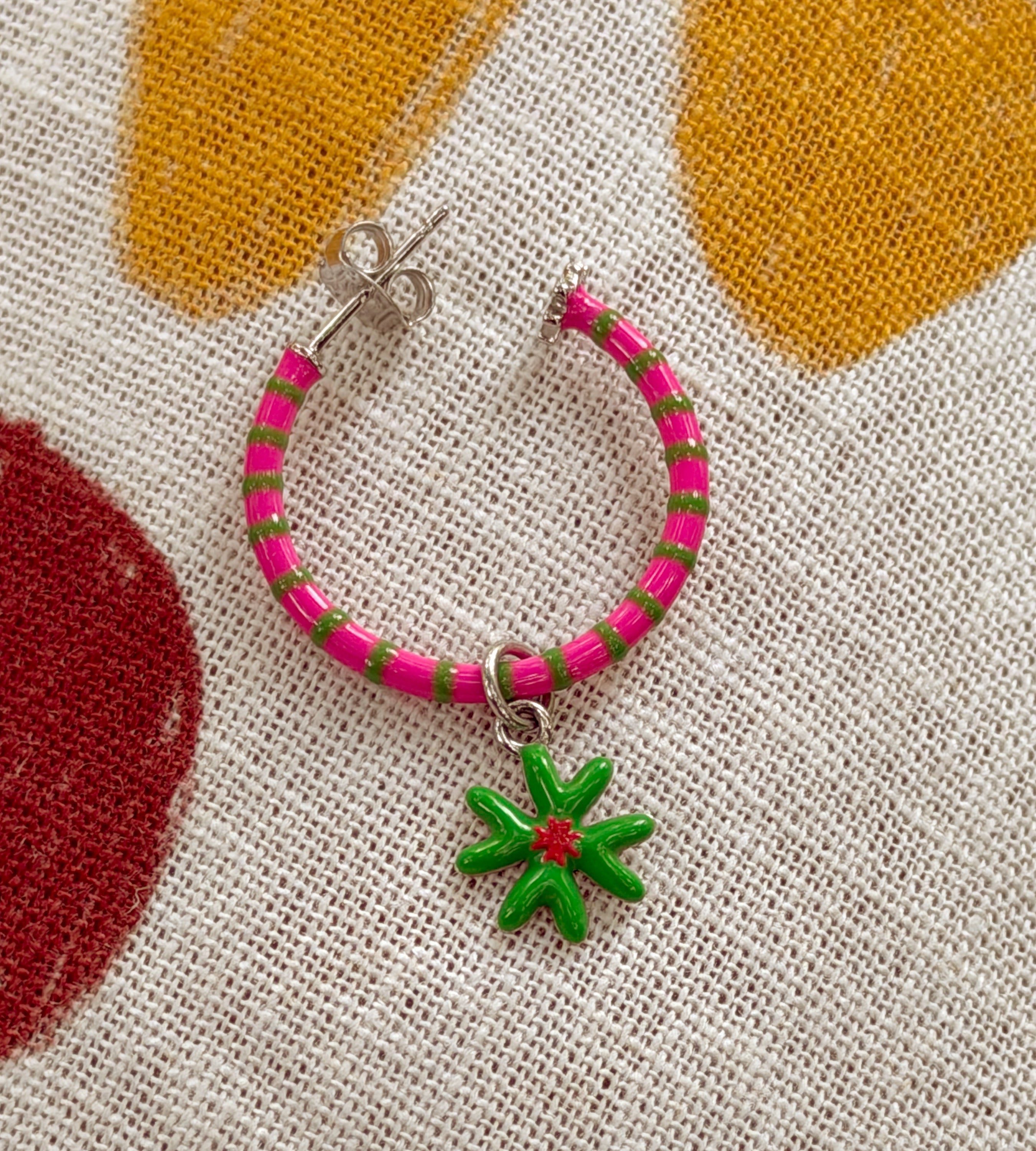 Lucky Little Thing Freehand Striped Hoop Earring Mix | Enamel Sterling Silver (Single)