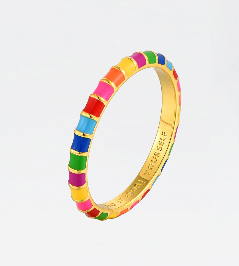 Multicolour Thin Ring | Enamel 18k Gold-plated Sterling Silver