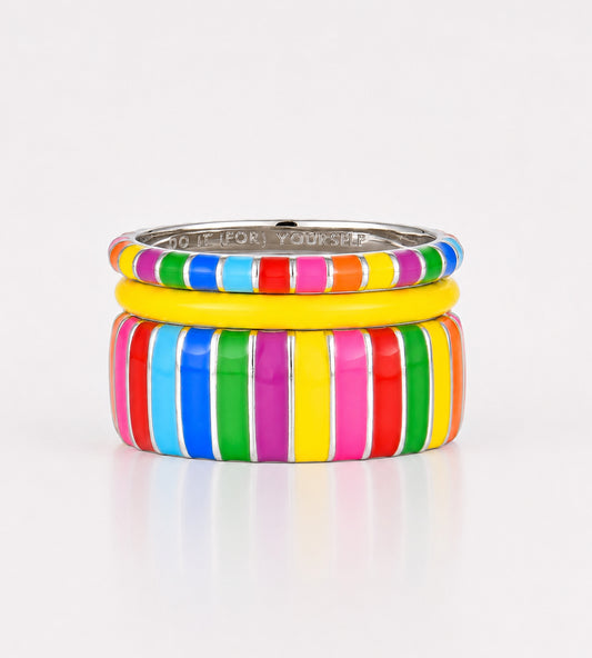 Sun After The Rainbow Ring Stack | Enamel Sterling Silver