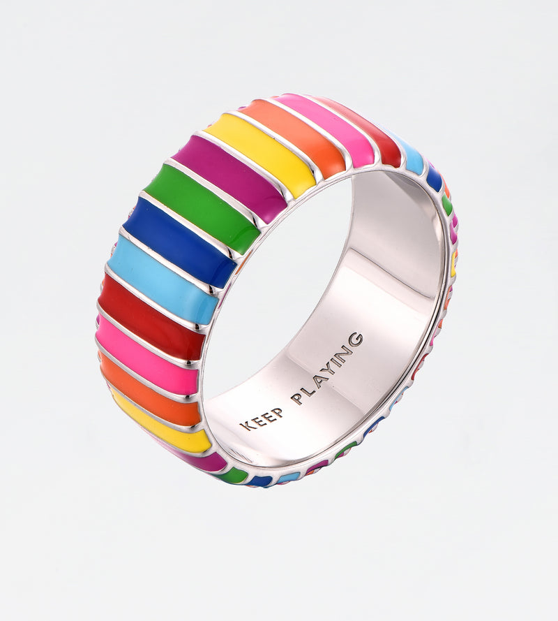 Multicolour Thick Ring | Enamel Sterling Silver
