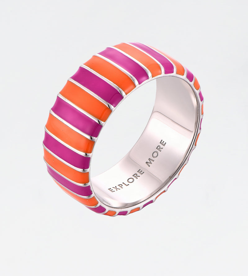 Orange & Purple Thick Ring | Enamel Sterling Silver