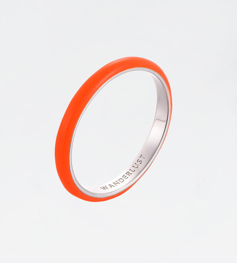 Orange Thin Ring | Enamel Sterling Silver
