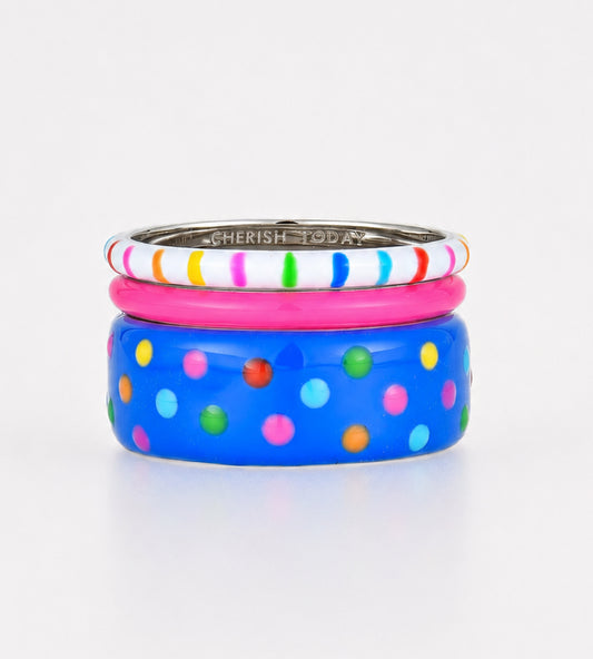Polka Dot Ring Stack | Enamel Sterling Silver