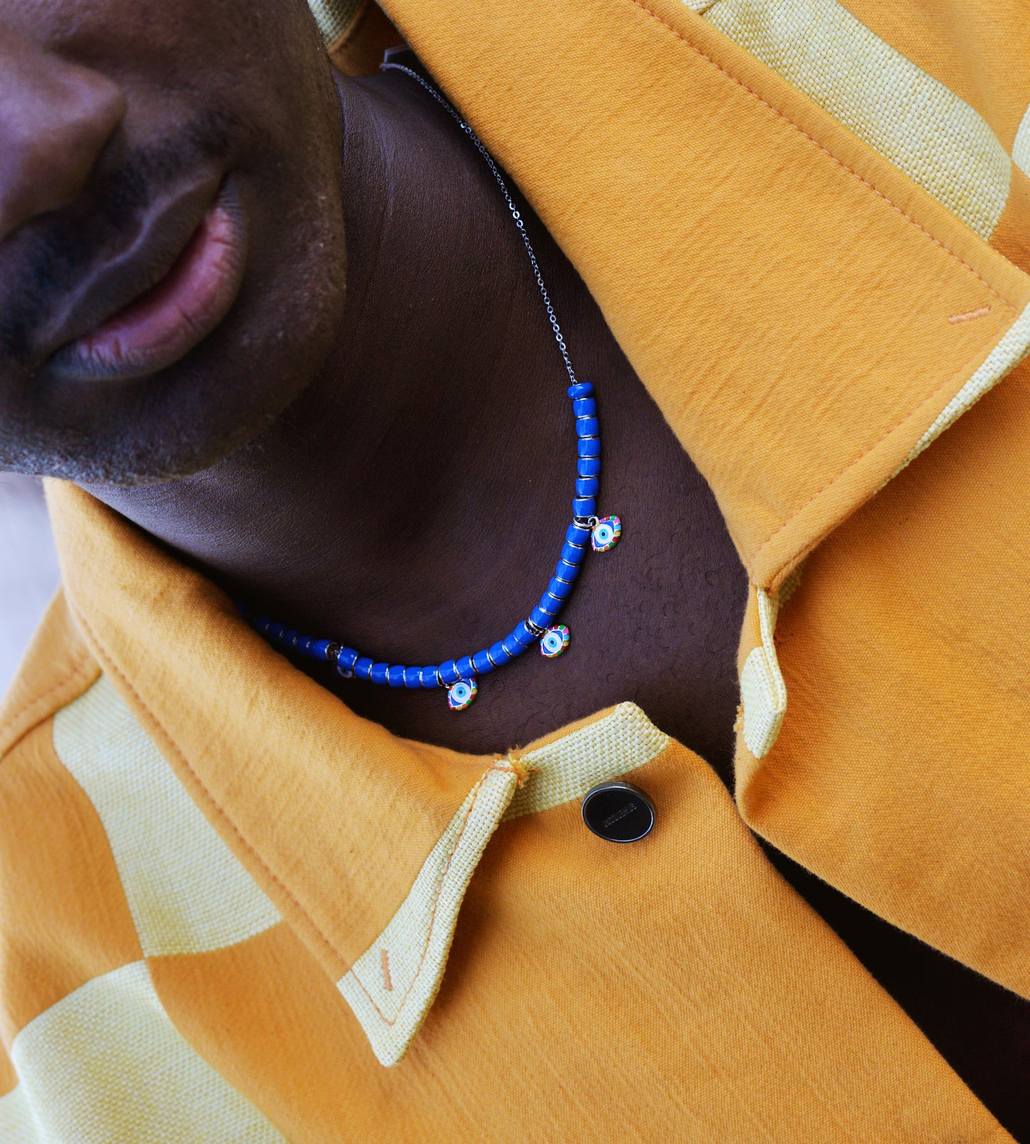 Keep an Eye Out Beaded Charm Necklace | Enamel 18k Gold-plated Sterling Silver