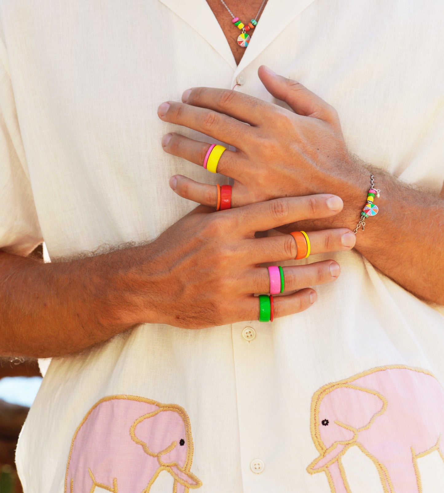 Orange Thick Ring | Enamel Sterling Silver