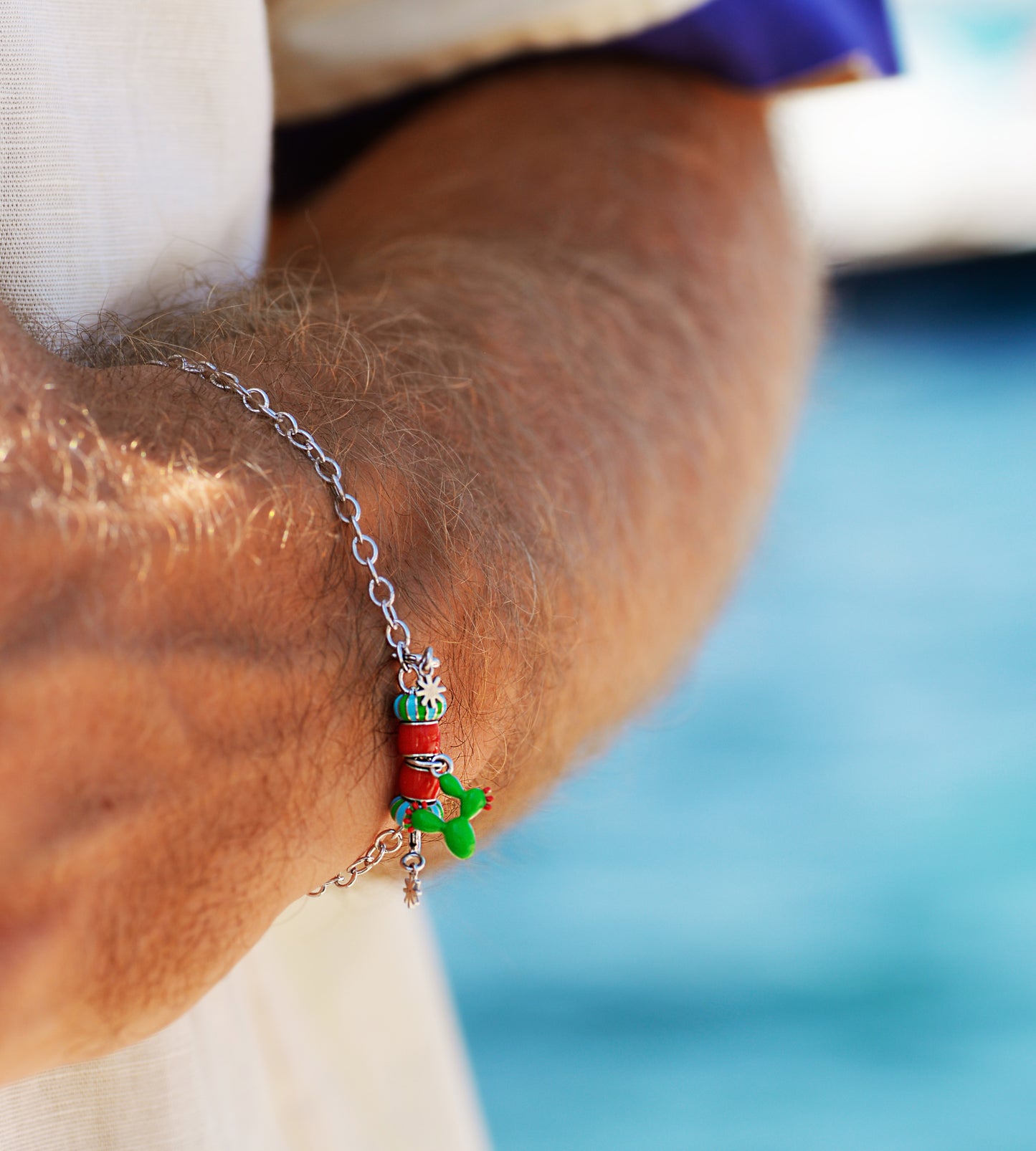 Prickly Cuddles Beaded Charm Bracelet | Enamel Sterling Silver