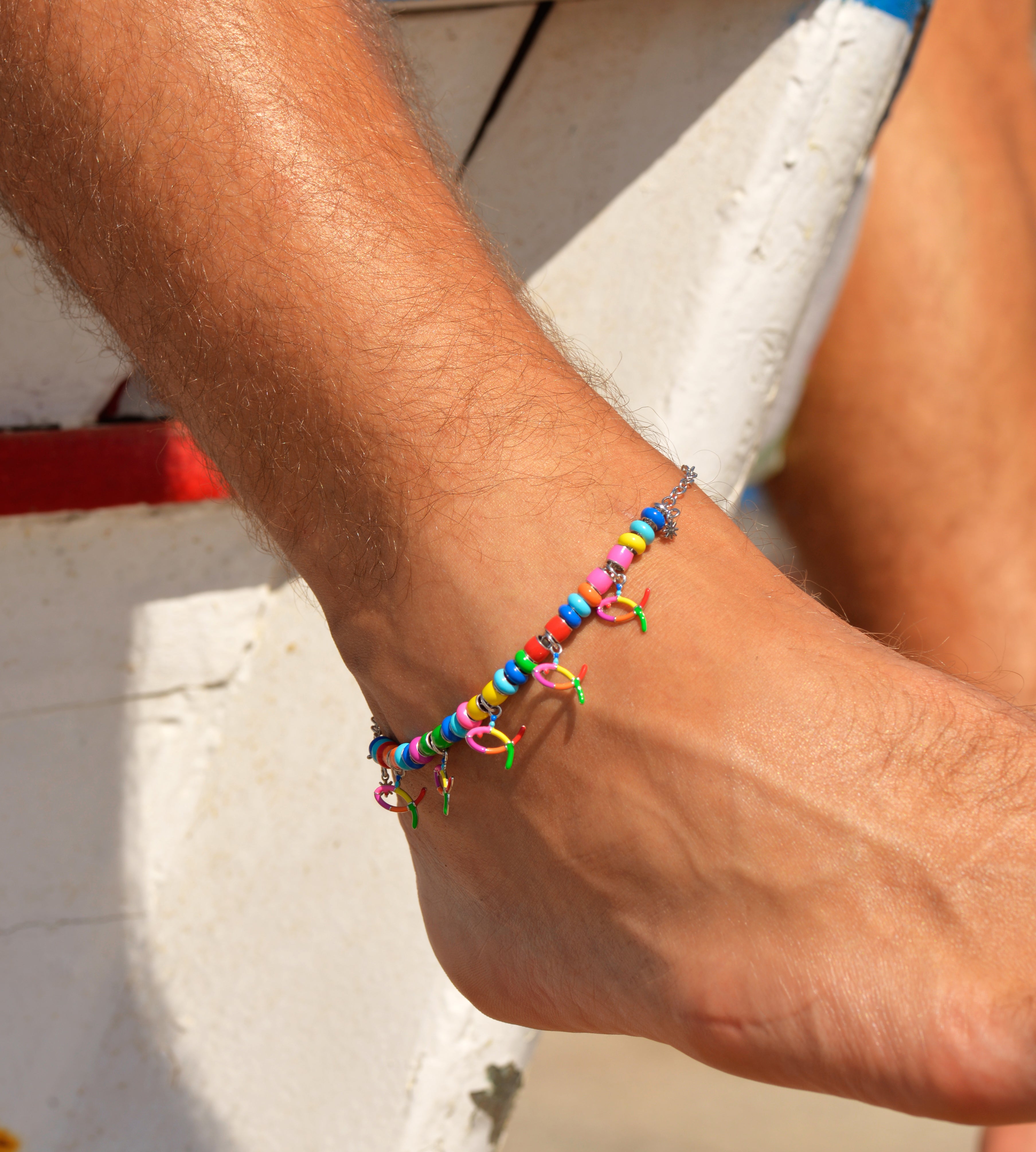 Nel Blu, Dipinto di Blu Beaded Charm Bracelet | Enamel Sterling Silver