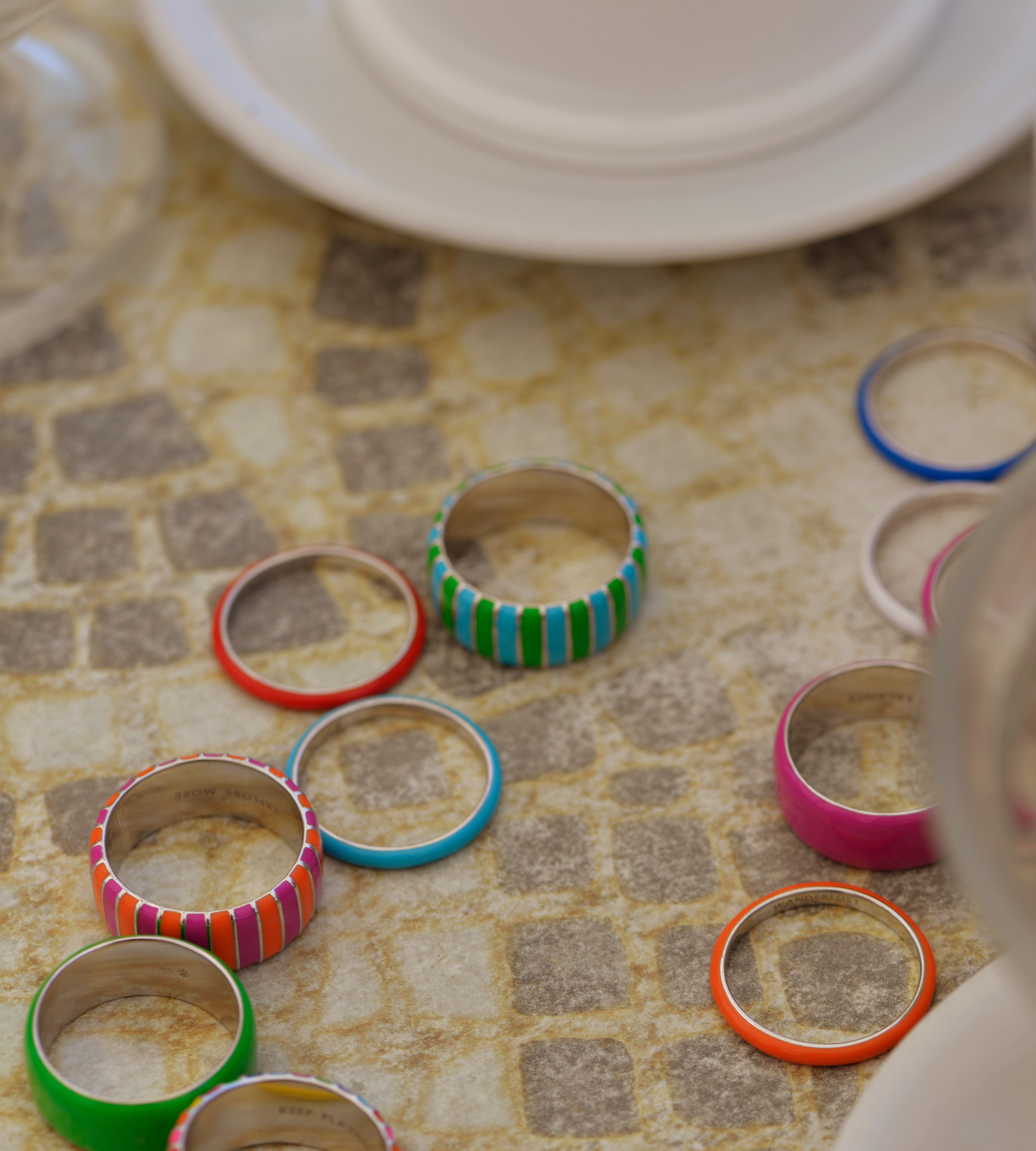 Orange & Purple Thick Ring | Enamel Sterling Silver