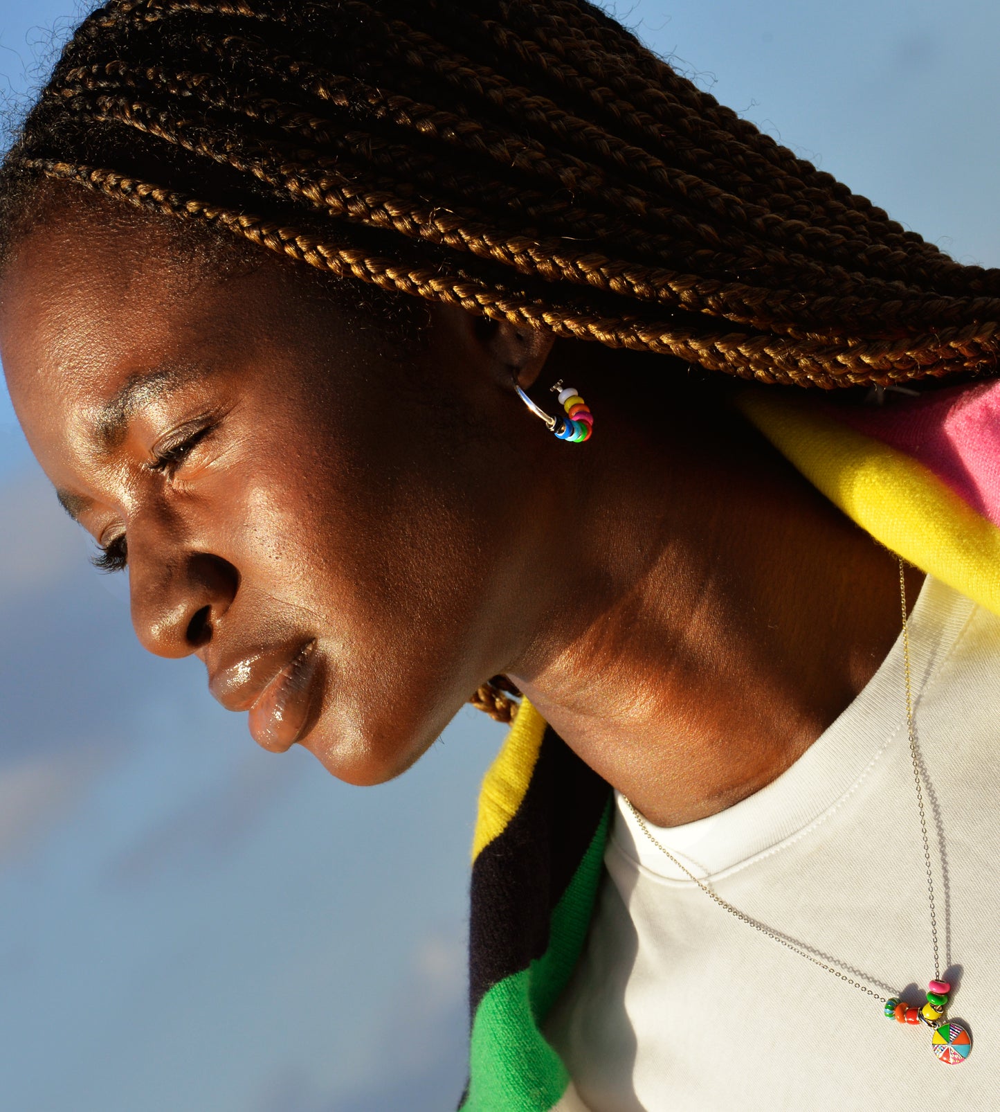 Full Game Hoop Earring Mix | Enamel 18k Gold-plated Sterling Silver (Single)