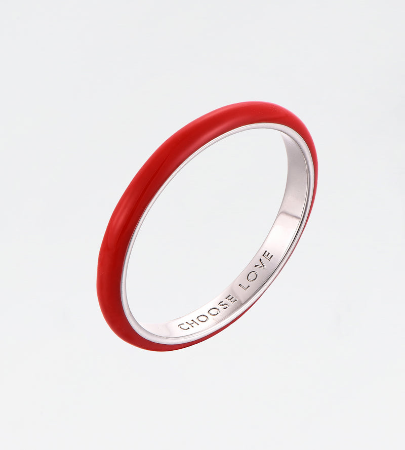 Red Thin Ring | Enamel Sterling Silver
