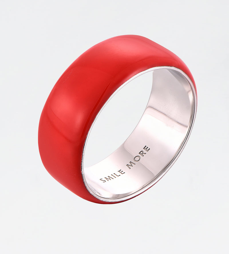 Red Thick Ring | Enamel Sterling Silver