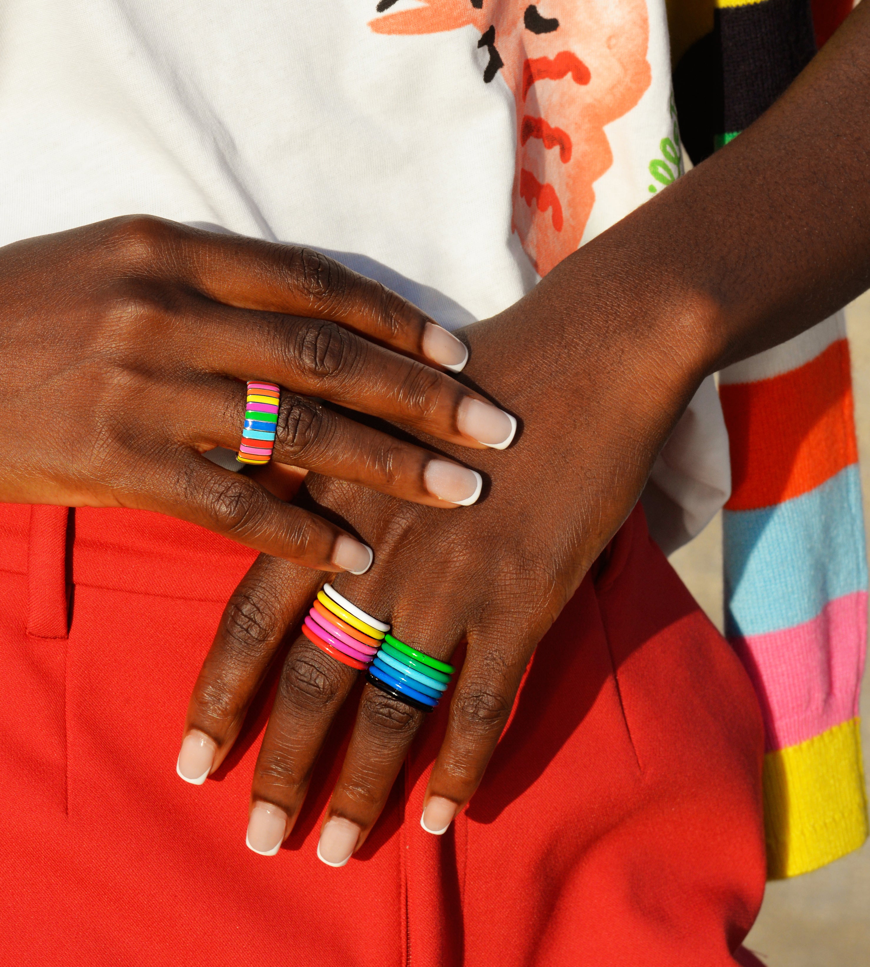 Multicolour Thick Ring | Enamel Sterling Silver
