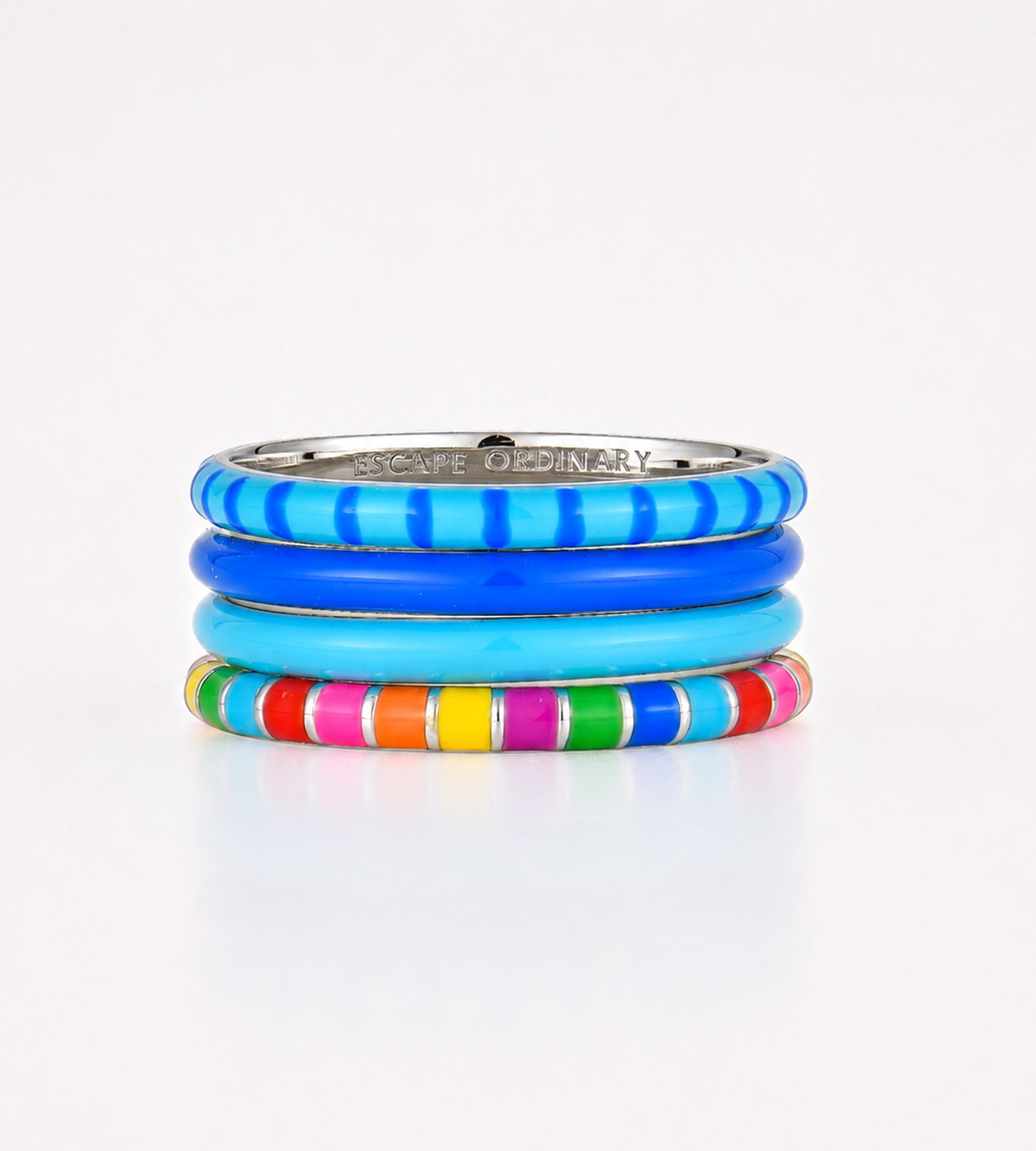 Caught A Rainbow Ring Stack | Enamel Sterling Silver