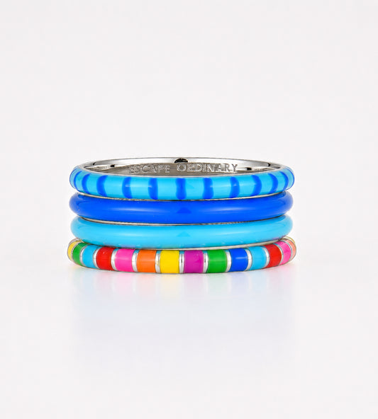 Caught A Rainbow Ring Stack | Enamel Sterling Silver