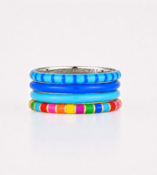 Caught A Rainbow Ring Stack | Enamel 18k Gold-plated Sterling Silver