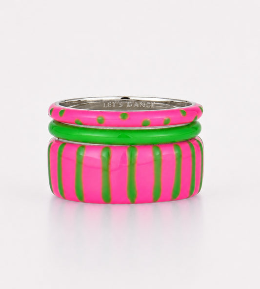 Dragon Fruit Ring Stack | Enamel Sterling Silver