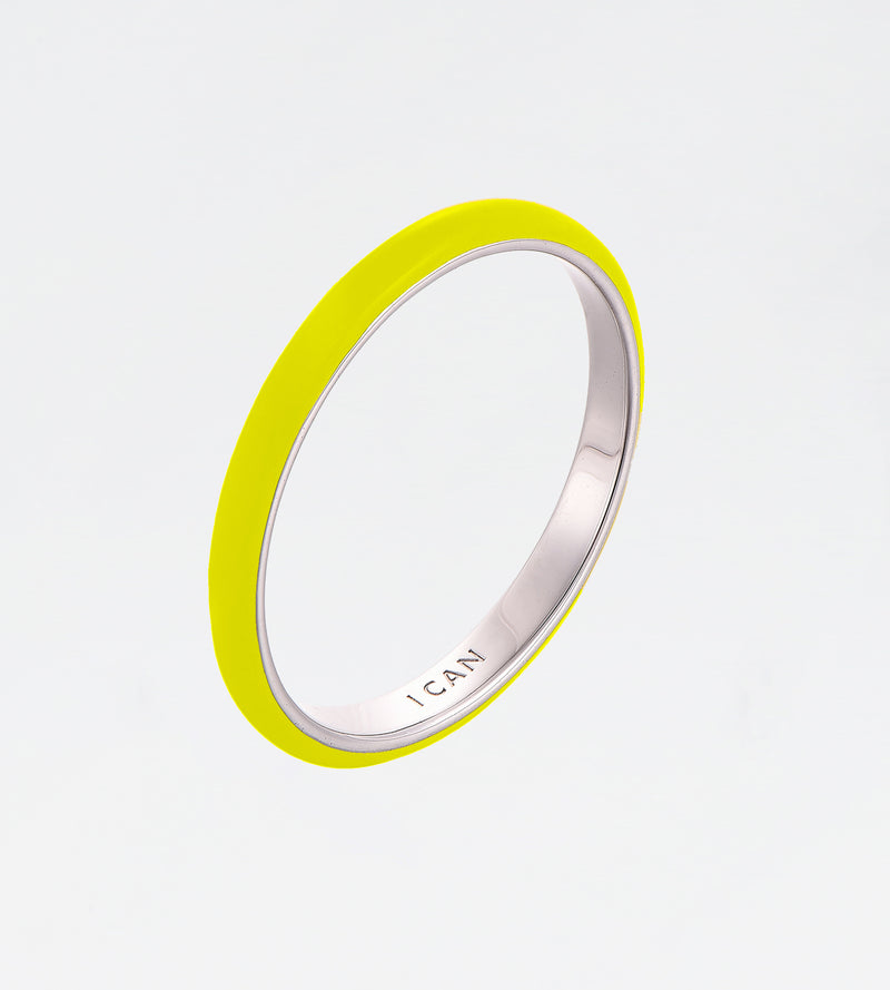 Yellow Thin Ring | Enamel Sterling Silver