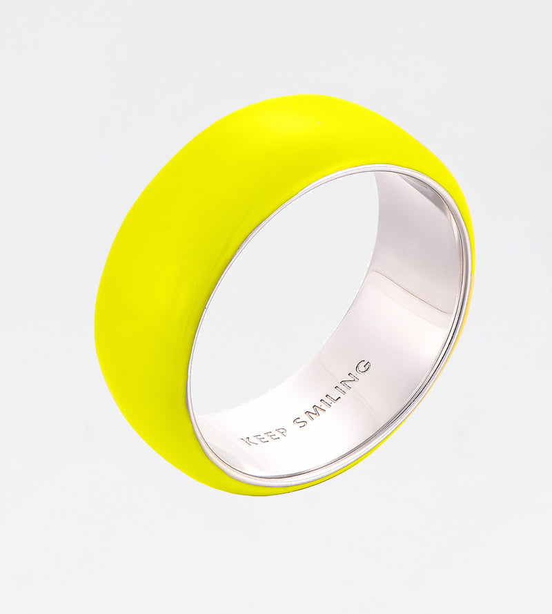 Yellow Thick Ring | Enamel Sterling Silver