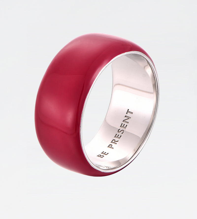 Burgundy Thick Ring | Enamel Sterling Silver