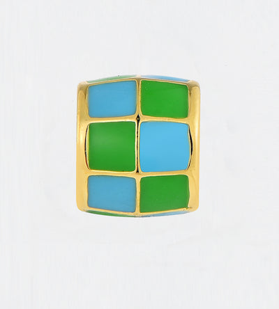 GOLD GREEN & CELESTE CHECK CUBE