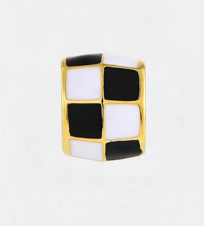 GOLD BLACK & WHITE CHECK CUBE