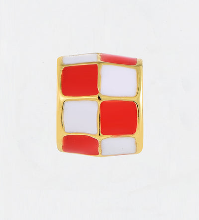 GOLD RED & WHITE CHECK CUBE