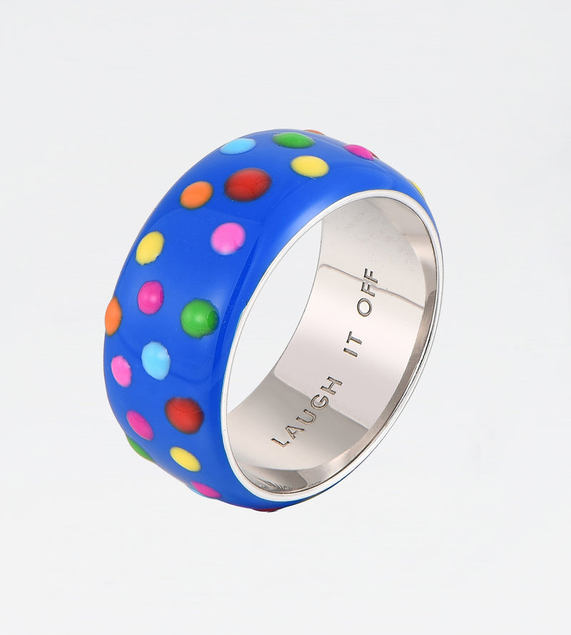 Polka Dot Multicolour Thick Ring | Enamel Sterling Silver