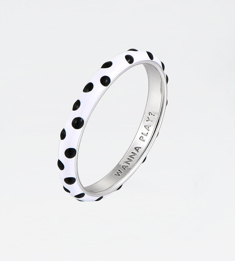 Polka Dot Dalmata Thin Ring | Enamel Sterling Silver