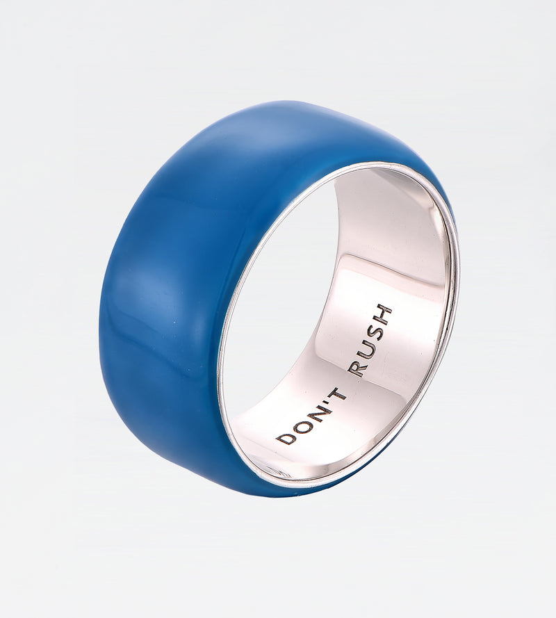 Teal Thick Ring | Enamel Sterling Silver