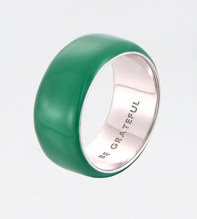 Wood Green Thick Ring | Enamel Sterling Silver