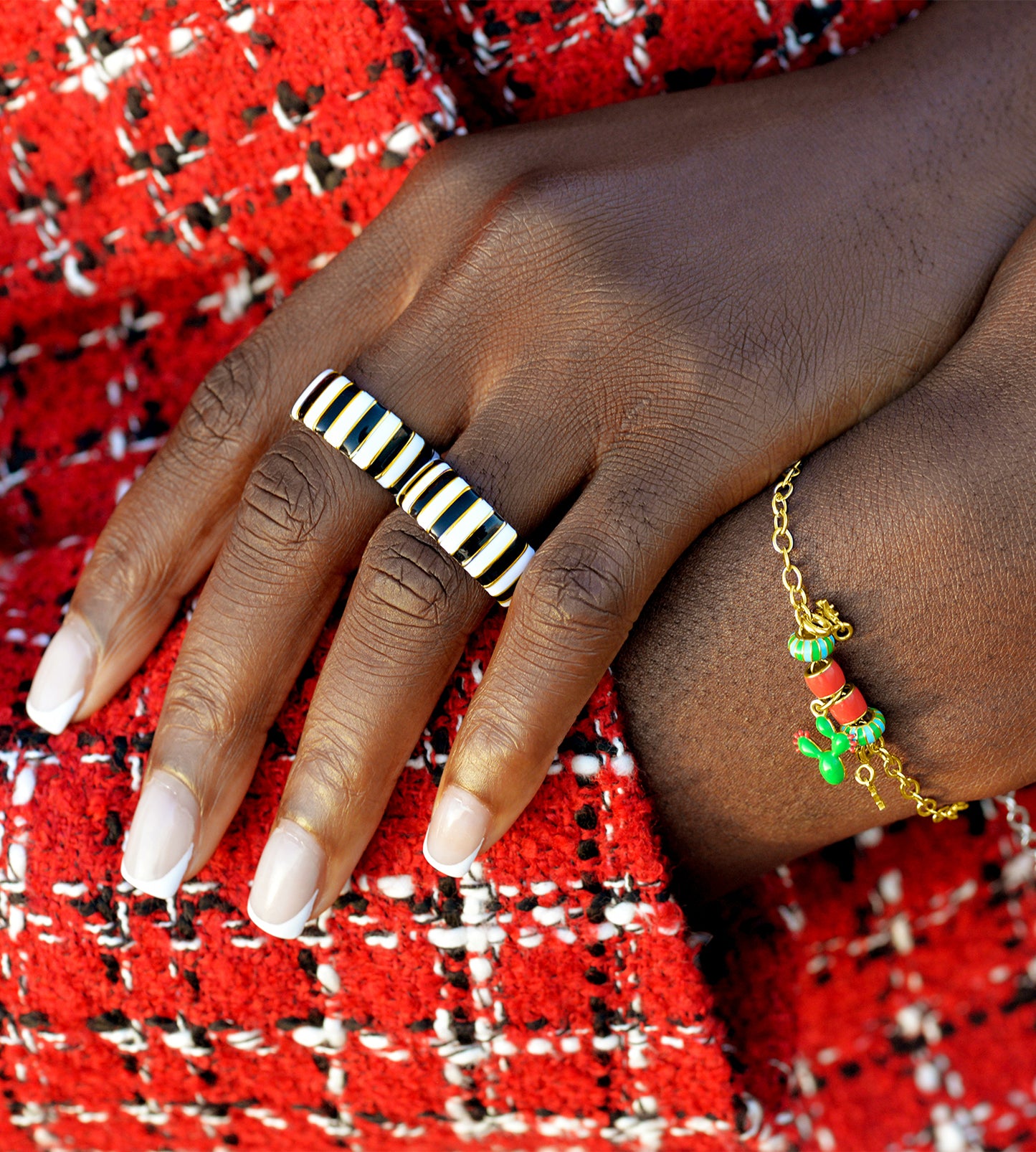 Prickly Cuddles Beaded Charm Bracelet | Enamel Sterling Silver