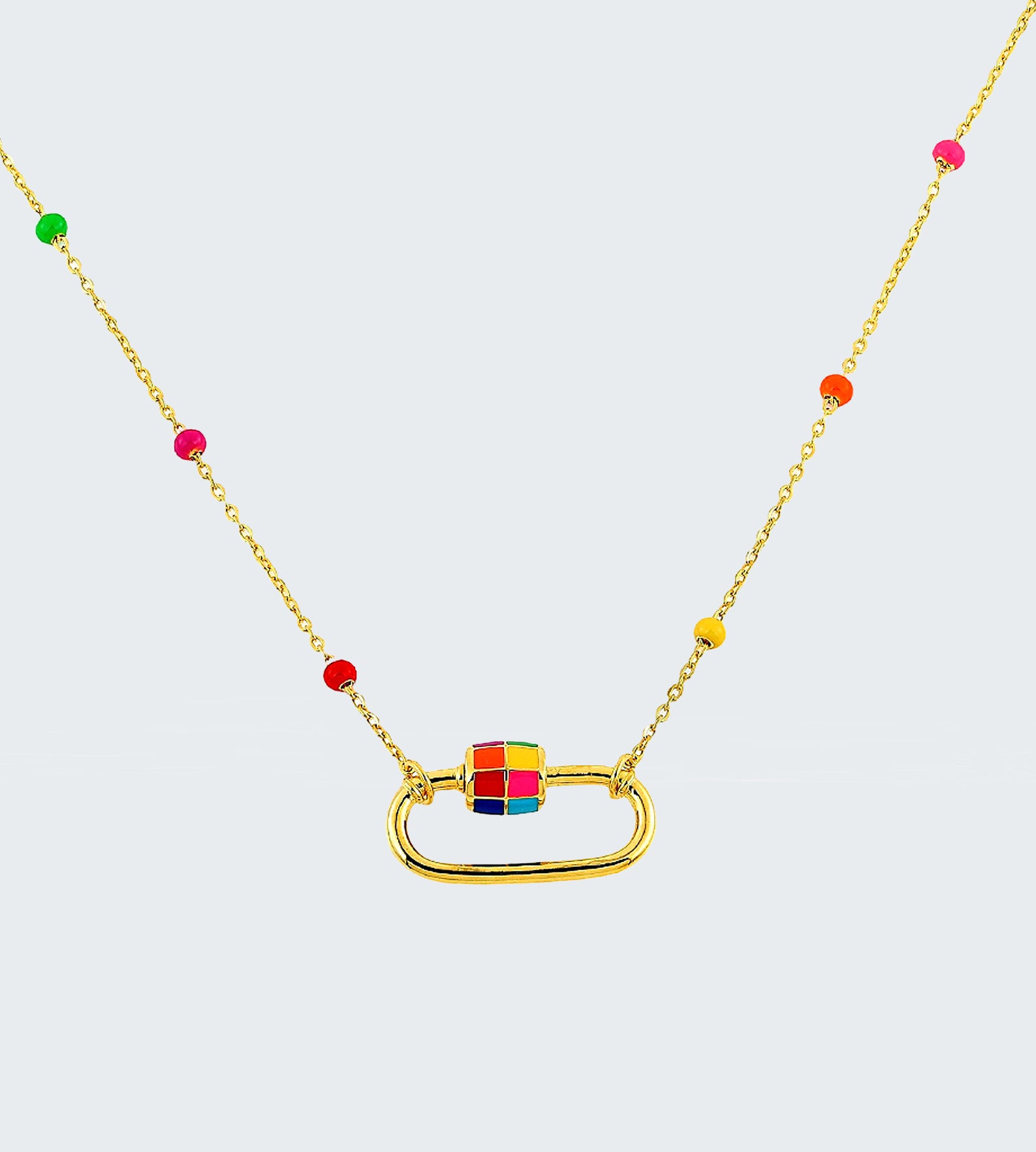 Mosaico Necklace with Enamel Dots | 18k Gold-plated Sterling Silver