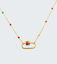 GOLD MOSAICO NECKLACE WITH ENAMEL DOTS
