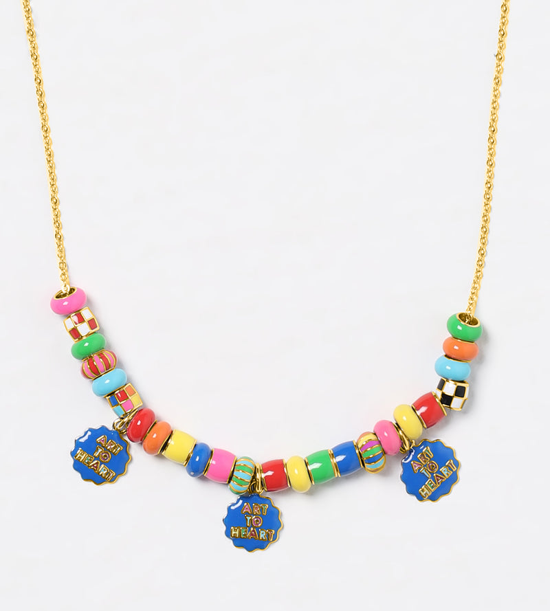 He(art) Playground Beaded Charm Necklace | Enamel 18k Gold-plated Sterling Silver
