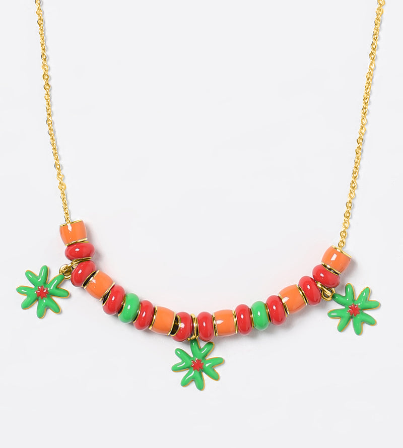 Lucky Us Beaded Charm Necklace | Enamel 18k Gold-plated Sterling Silver