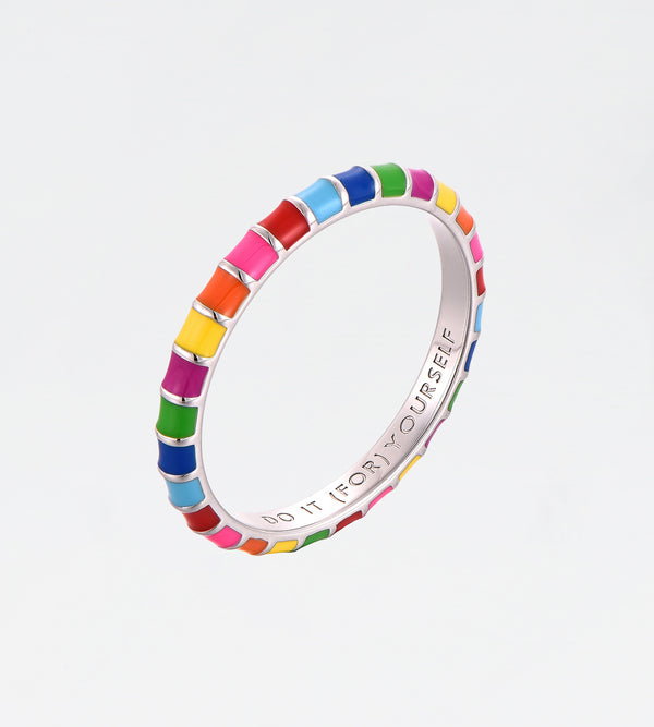 Multicolour Thin Ring | Enamel Sterling Silver
