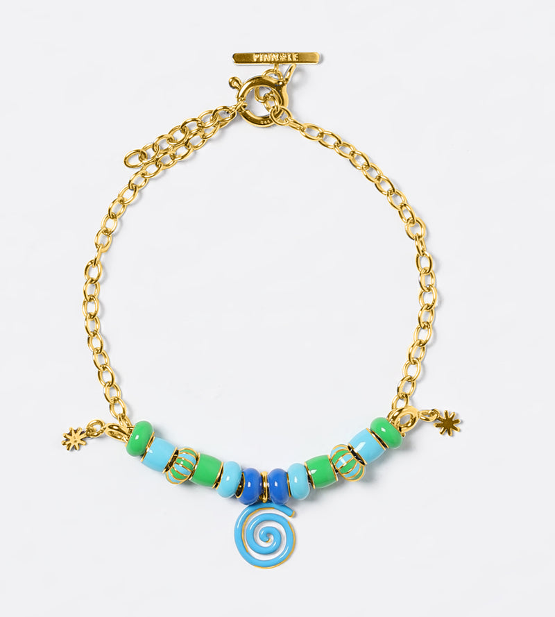 Panta Rei Beaded Charm Bracelet | Enamel 18k Gold-plated Sterling Silver