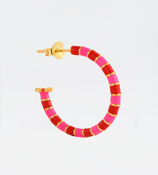 GOLD PINK & RED EARRING