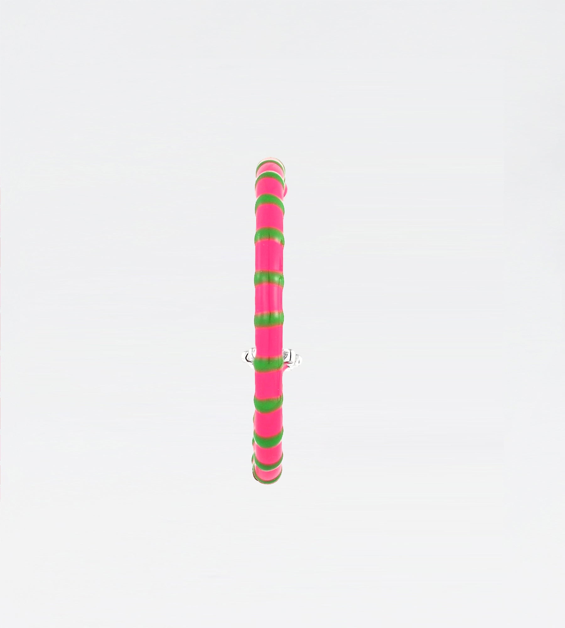 Pink & Green Freehand Striped Hoop Earring | Enamel Sterling Silver (Single)