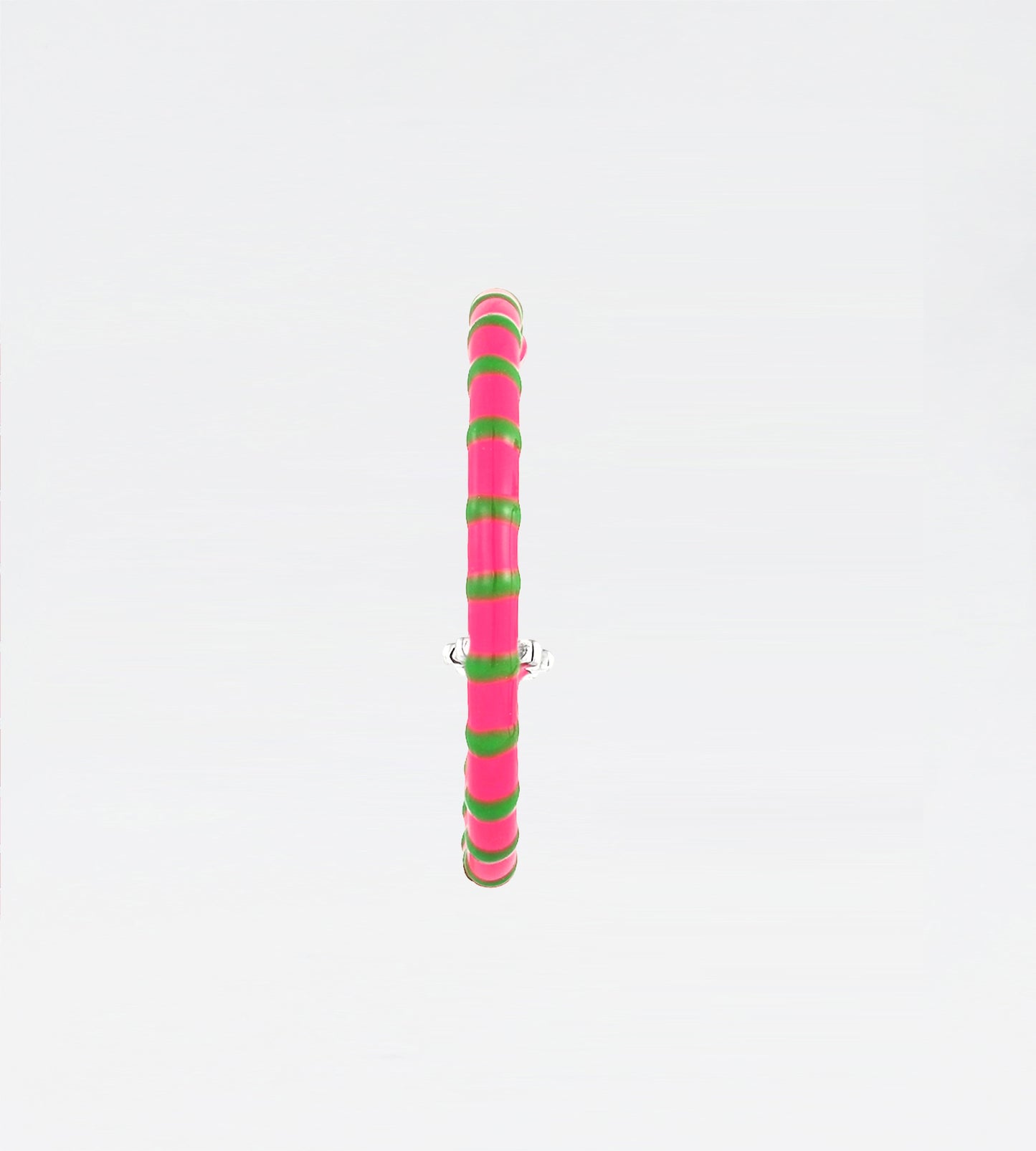 Pink & Green Freehand Striped Hoop Earring | Enamel Sterling Silver (Single)