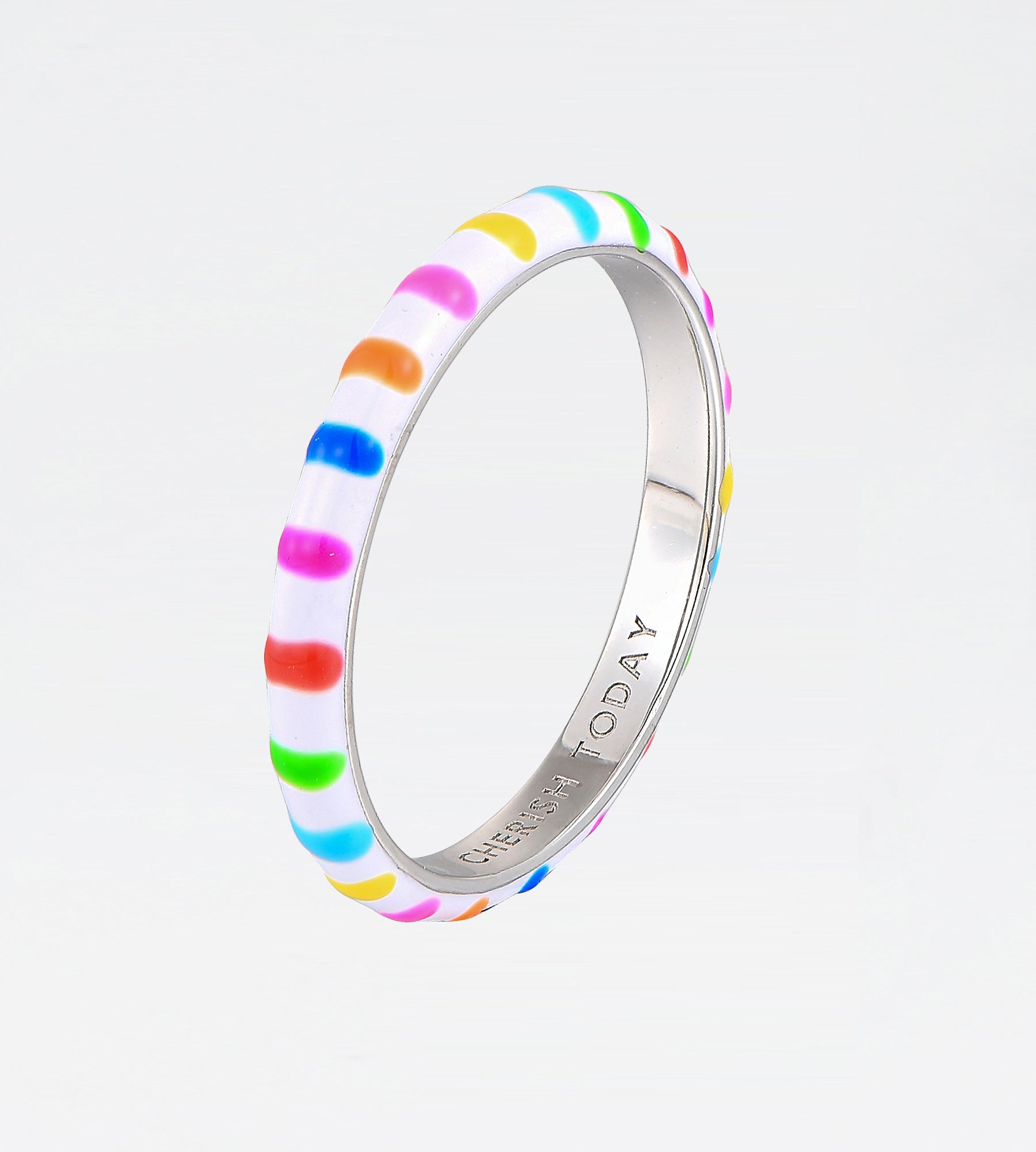 Multicolour Freehand Striped Thin Ring | Enamel Sterling Silver