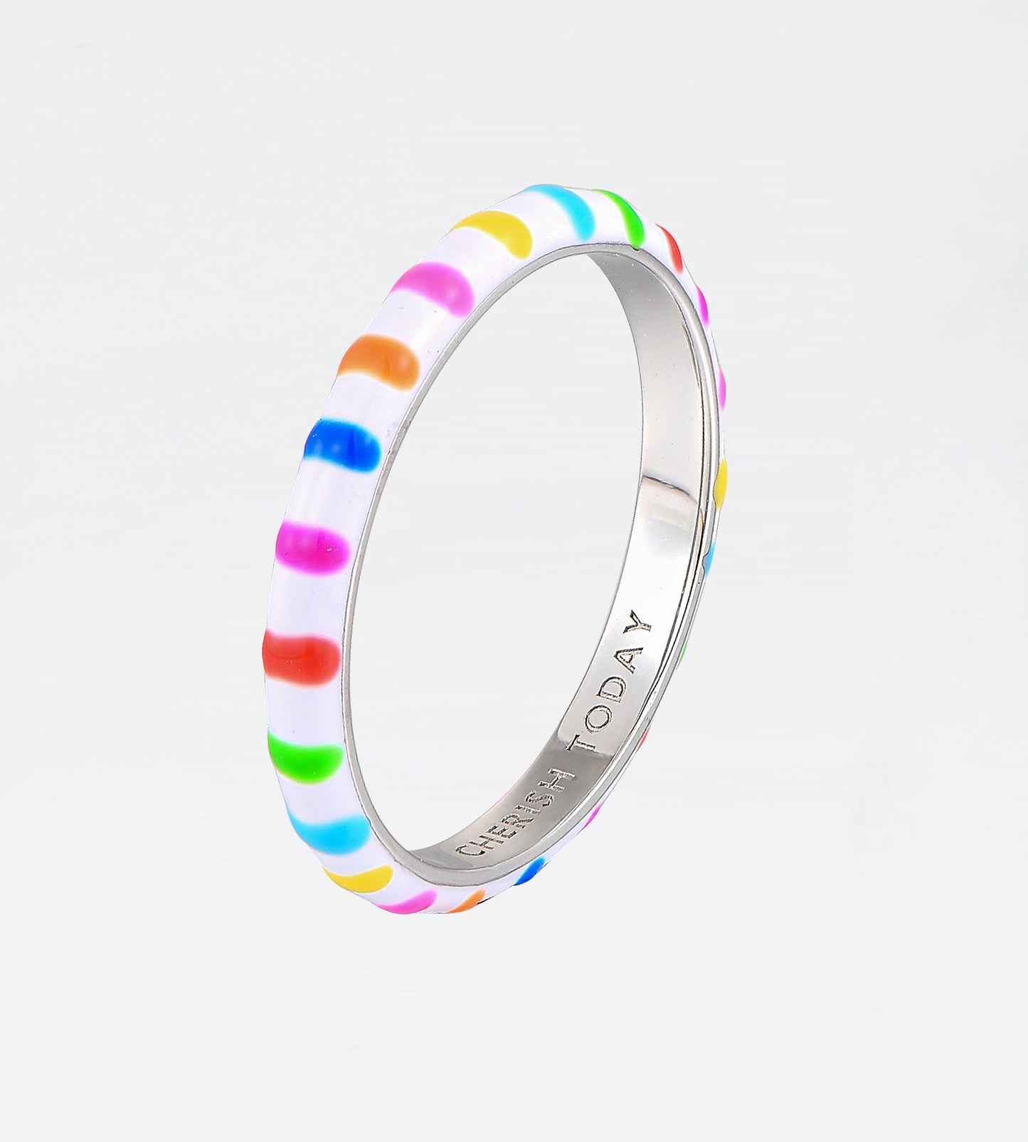 Multicolour Freehand Striped Thin Ring | Enamel Sterling Silver