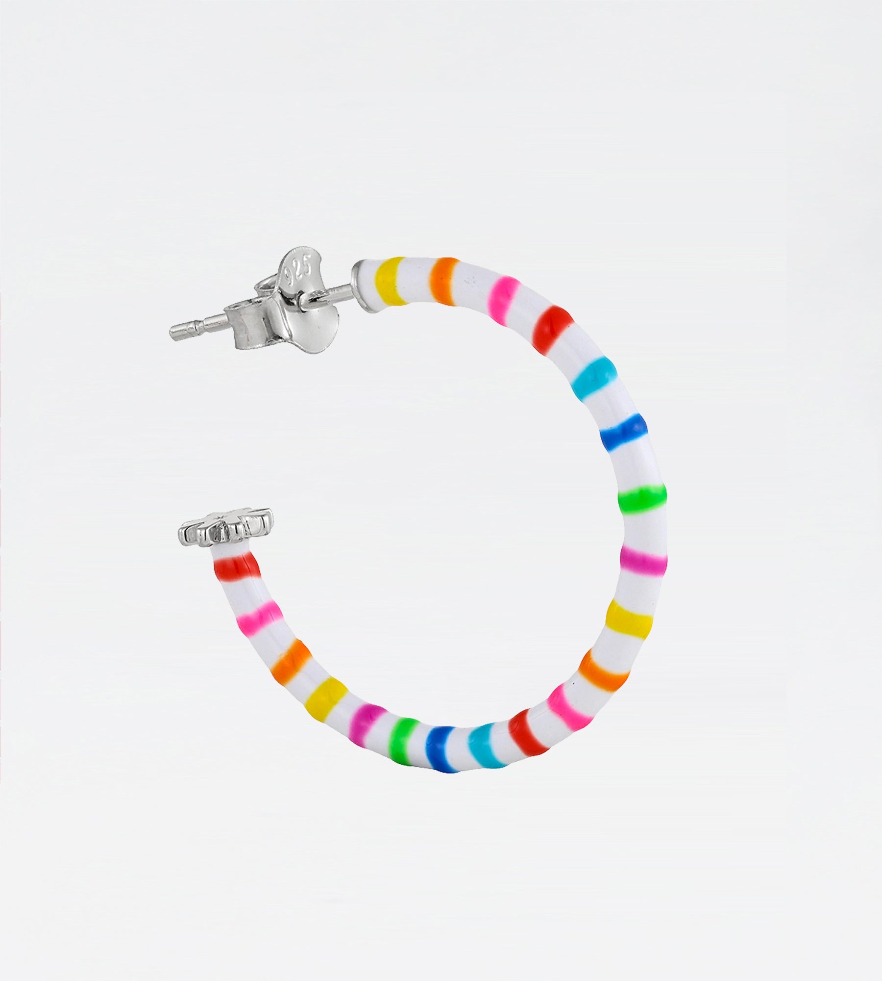 Multicolour Freehand Striped Hoop Earring | Enamel Sterling Silver (Single)